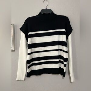 Belldini Black and White Long Sleeve Tee with Striking Stripes